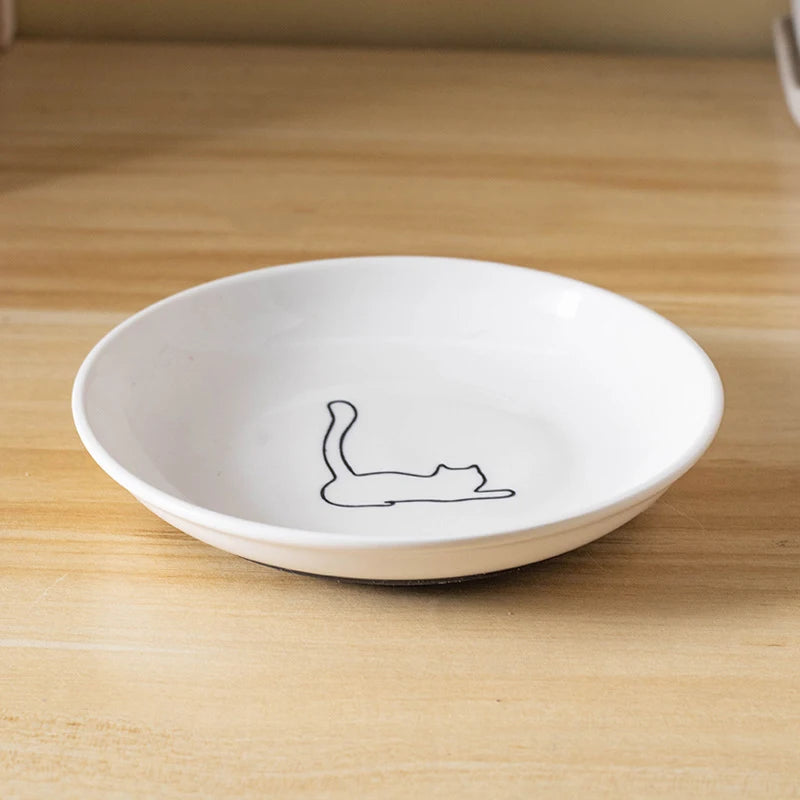 Ceramic Food Bowl for Cats; Anti-Skid Silicone Pad; Appealing Kitten Dish; Pet Feeding Essentials 