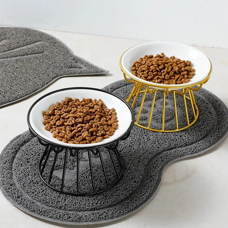 Ceramic Cat Food Bowl Wide Safe Pets Water Food Bowls Non Slip Shallow Dish for Kitten Puppy Pet Food Water Feeding 
