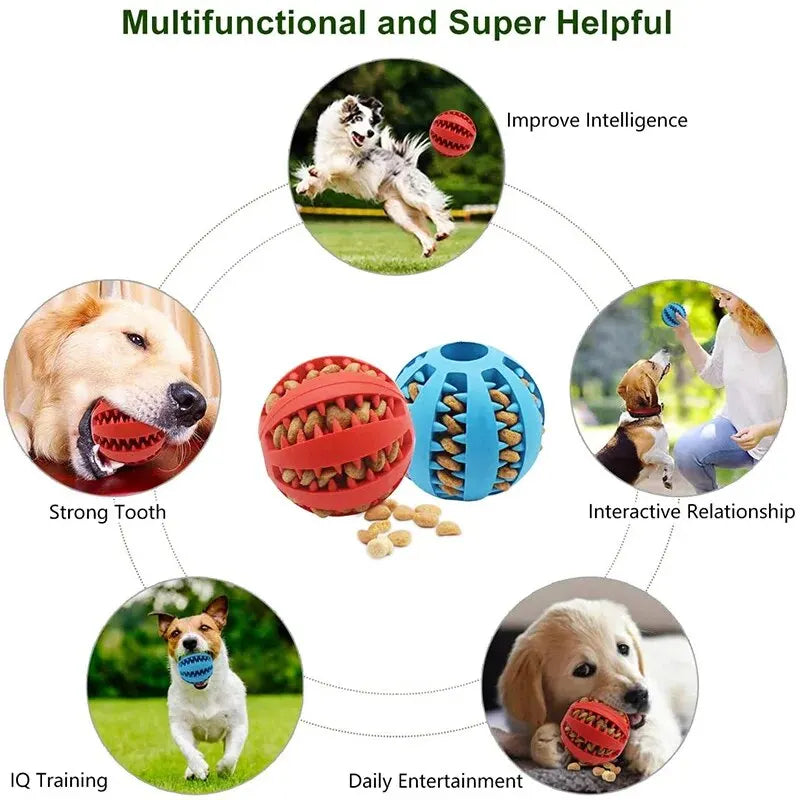 Dog Toy Ball, Nontoxic Bite Resistant Toy Ball for Pet Dogs Puppy Cat, Dog Pet Food Treat Feeder Chew Tooth Cleaning Ball 