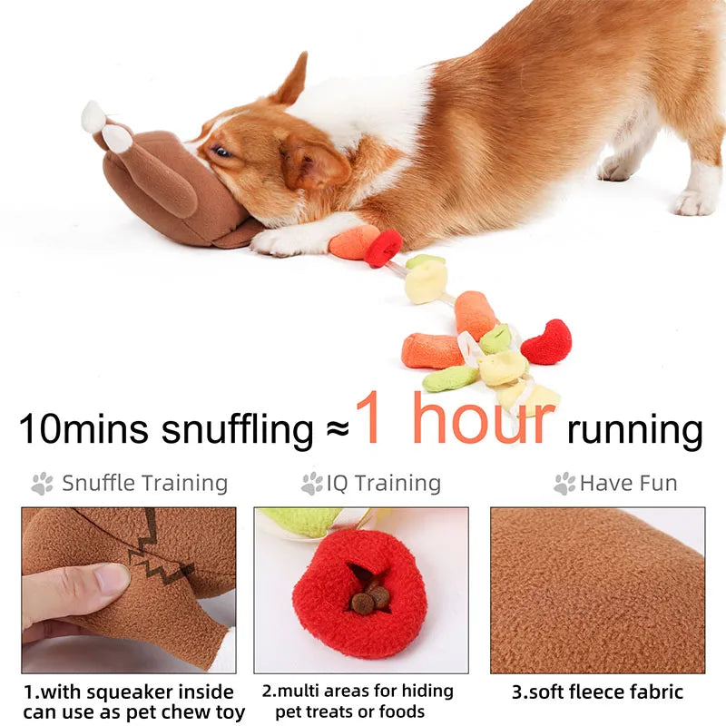 Dog Cat Toy Food Training Turkey Plush Pet Products Pet Interactive Puzzle Feeder Dog Chew Toys with Squeaker Hide Food Toys 