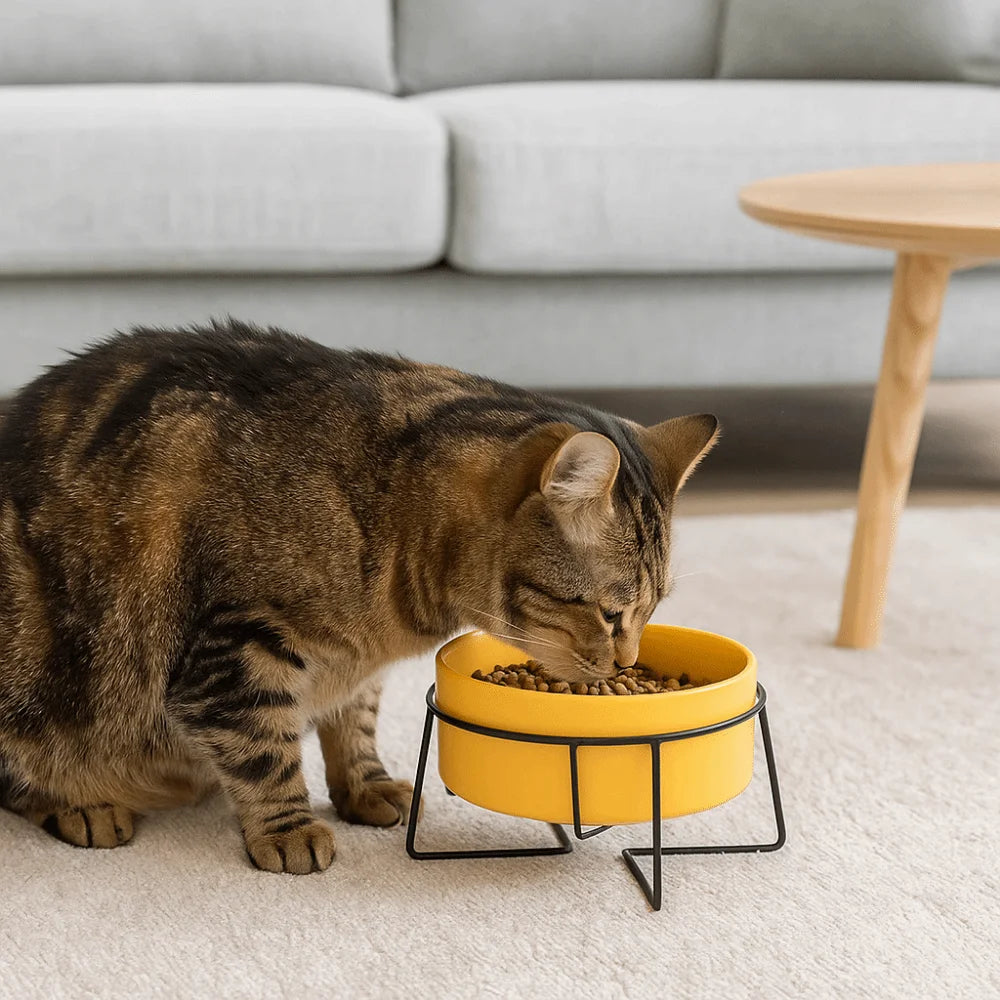 Ceramic Cat Food Bowls Large Capacity Cervical Protection High Foot Dog Feeder Elevated with Stand Pet Feeding Bowl Pet Supplies 