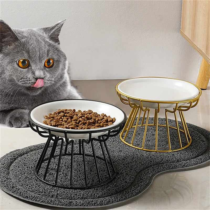 Cat Lift Bowl  Metal Stand Pet Food Snacks Feeding Elevated Feeder Kitten Puppy Dish Dog Supplies Accessories 