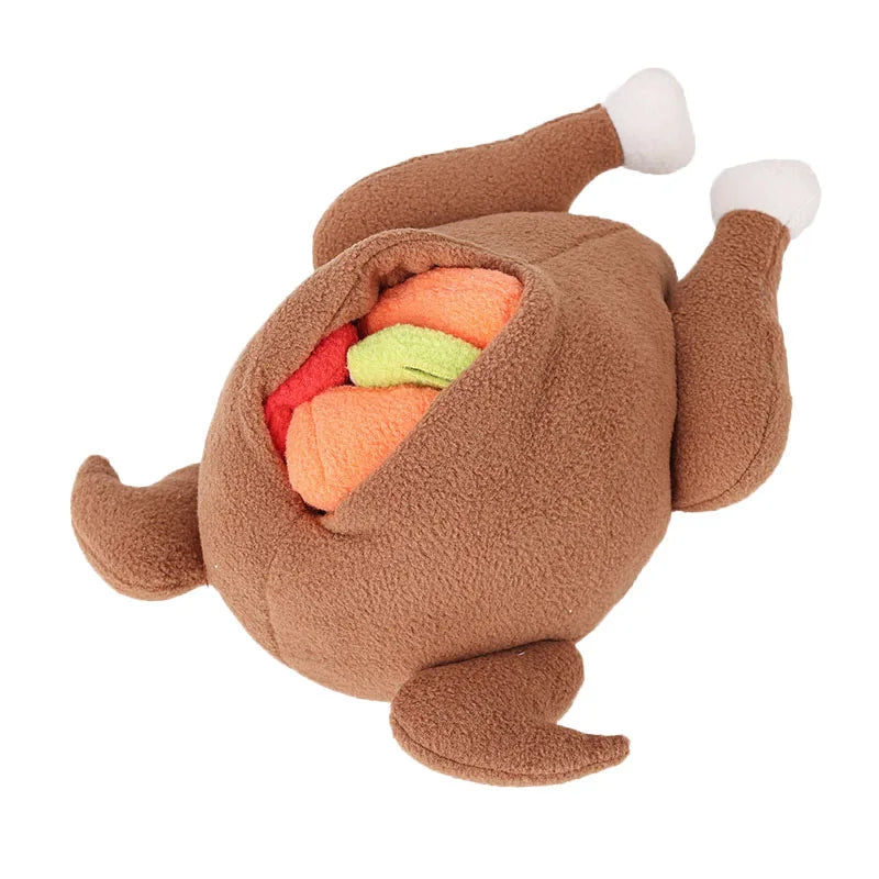 Dog Cat Toy Food Training Turkey Plush Pet Products Pet Interactive Puzzle Feeder Dog Chew Toys with Squeaker Hide Food Toys 