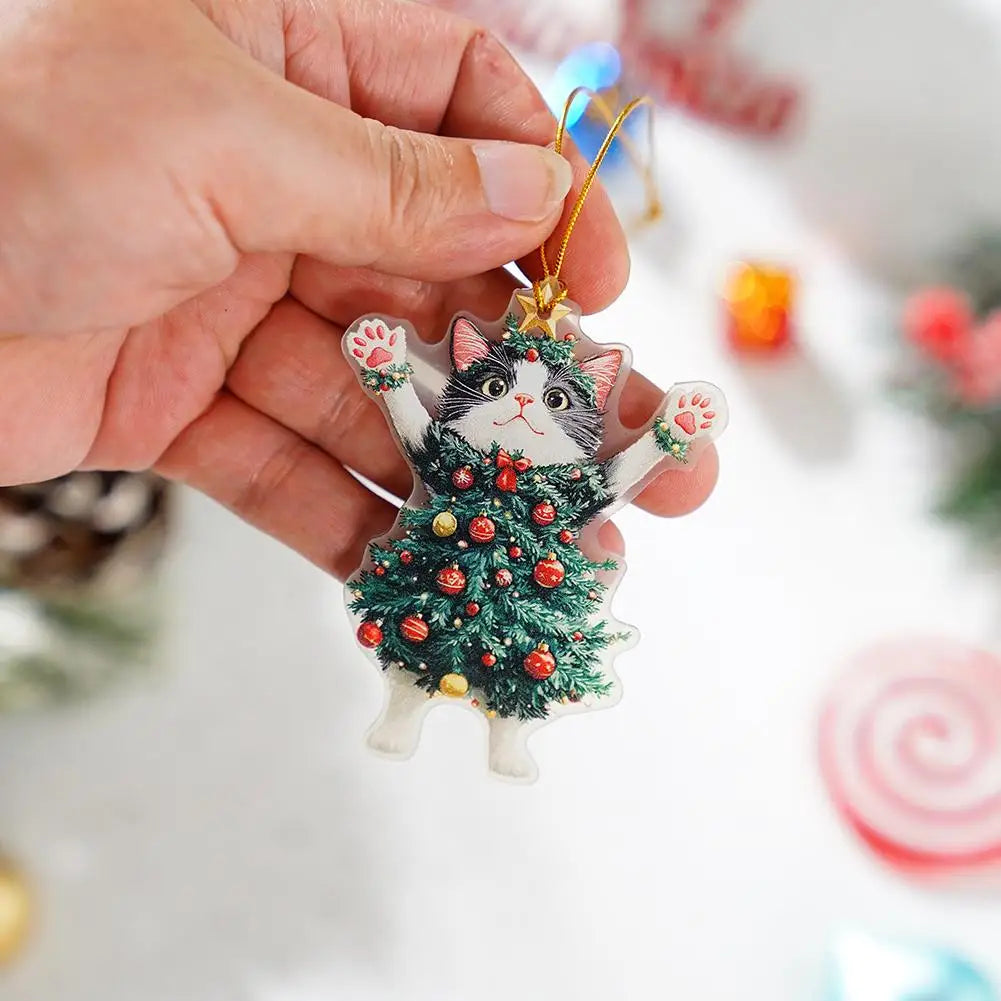 Christmas Decoration Animal Cats Playful Hanging Decoration Realistic Vibrant Cute Colorful Party Supplies Home Decor Kids Gift