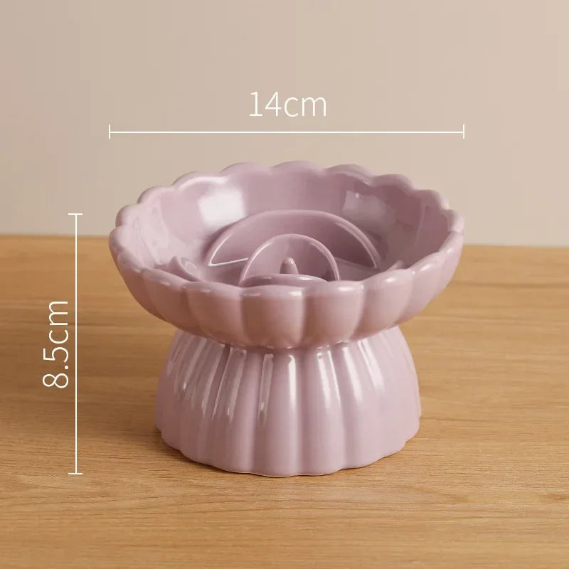 Cat Food Bowl Ceramic Elevated Cats Small Dogs Slow Feed Bowls Anti-choking Pet Eating Feeders Anti-gulping Puppy Supplies 