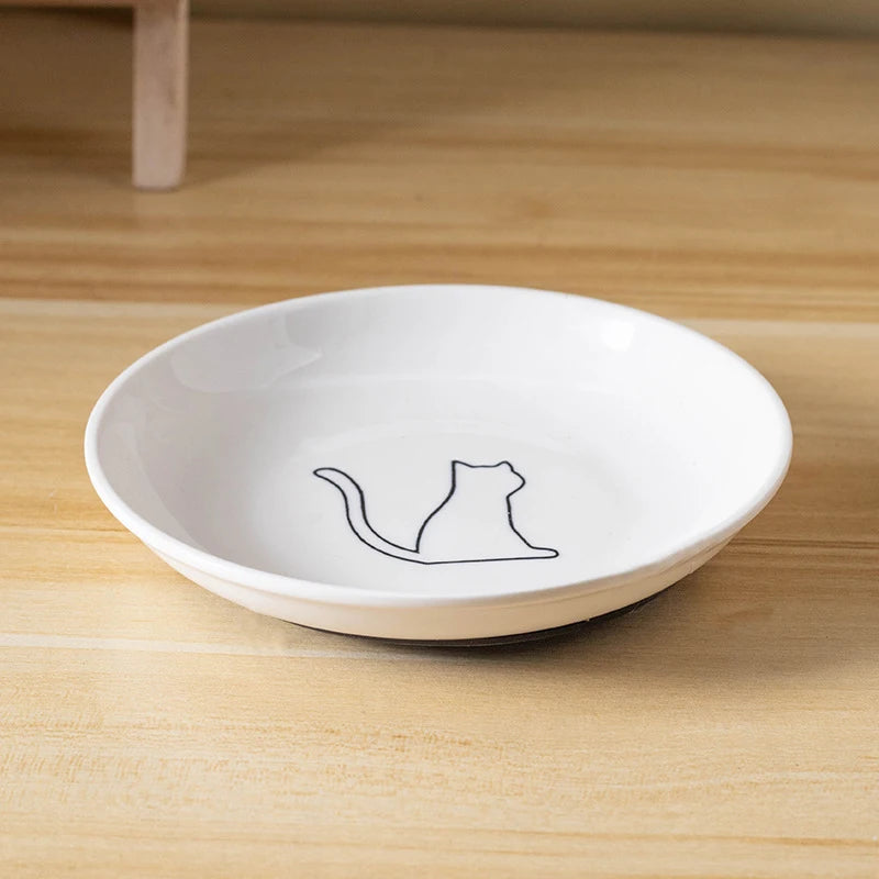 Ceramic Food Bowl for Cats; Anti-Skid Silicone Pad; Appealing Kitten Dish; Pet Feeding Essentials 