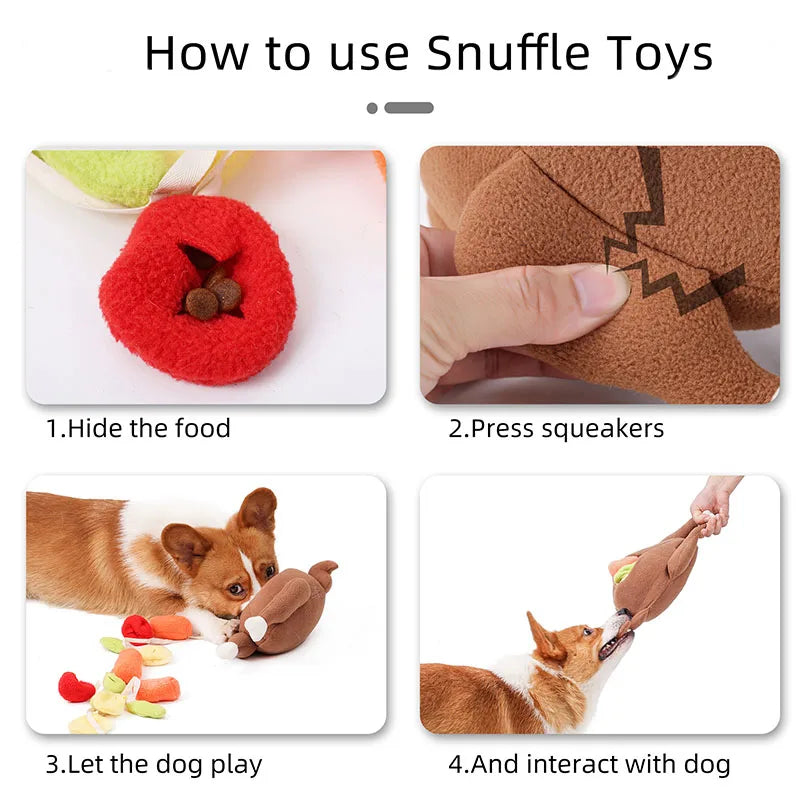 Dog Cat Toy Food Training Turkey Plush Pet Products Pet Interactive Puzzle Feeder Dog Chew Toys with Squeaker Hide Food Toys 