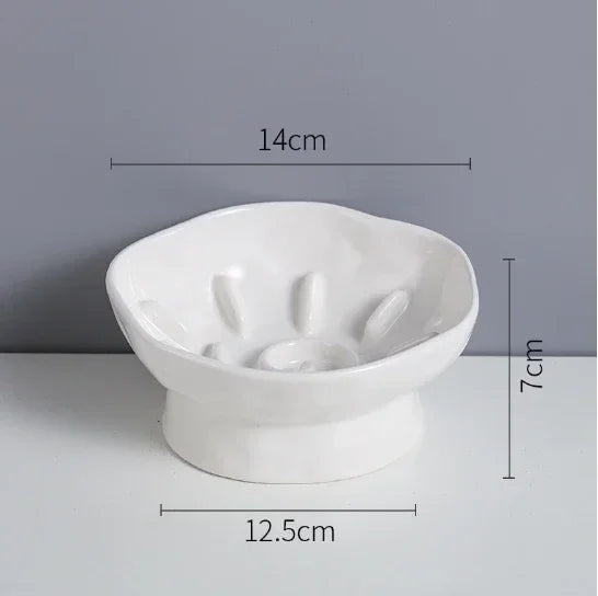 Cat Food Bowl Ceramic Elevated Cats Small Dogs Slow Feed Bowls Anti-choking Pet Eating Feeders Anti-gulping Puppy Supplies 