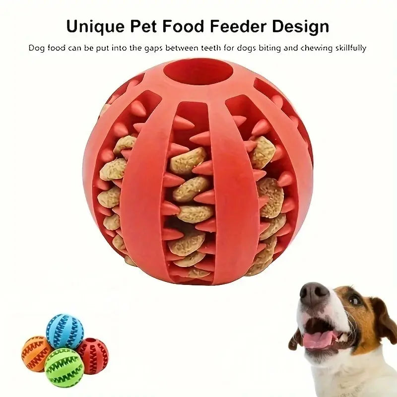 Dog Toy Ball, Nontoxic Bite Resistant Toy Ball for Pet Dogs Puppy Cat, Dog Pet Food Treat Feeder Chew Tooth Cleaning Ball 