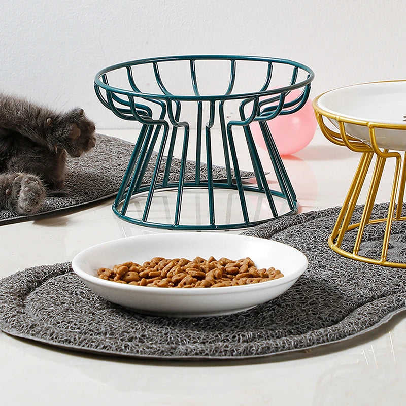 Cat Lift Bowl  Metal Stand Pet Food Snacks Feeding Elevated Feeder Kitten Puppy Dish Dog Supplies Accessories 