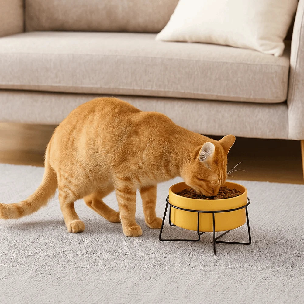 Ceramic Cat Food Bowls Large Capacity Cervical Protection High Foot Dog Feeder Elevated with Stand Pet Feeding Bowl Pet Supplies 